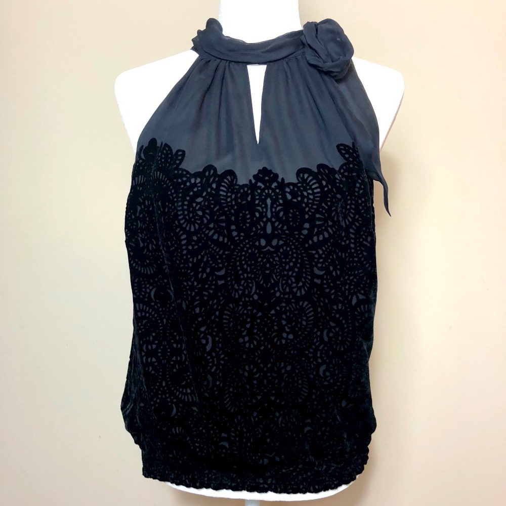 WHBM velvet burnout halter top